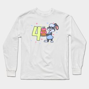 I am 4 with bunny - girl birthday 4 years old Long Sleeve T-Shirt